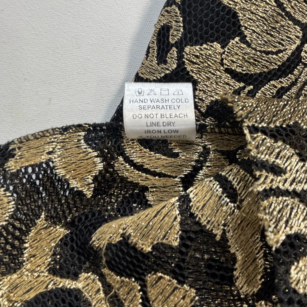 AKIRA Black and Gold Floral Lace High-Low Skirt - Picture 7 of 7